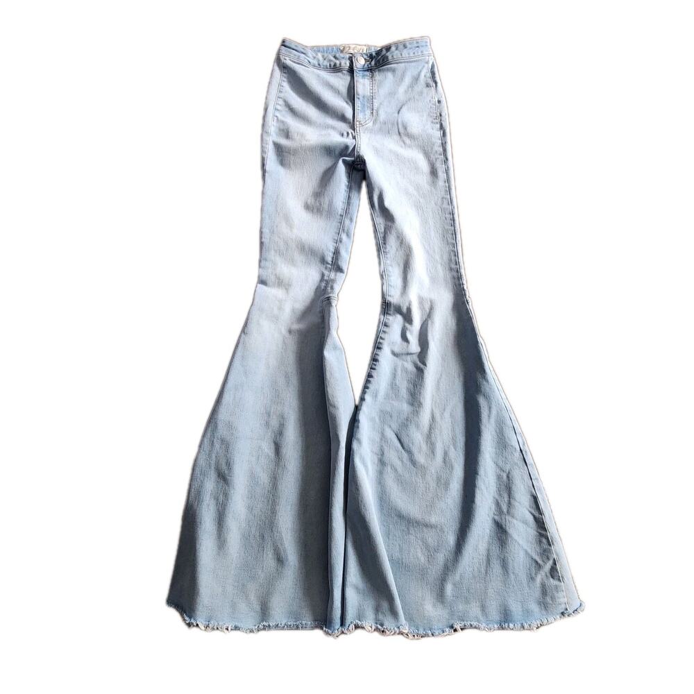 Free People We The Free Just Float On Flare High Rise Blue Denim Jeans Size 26 - Picture 2 of 10